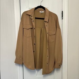 Tan Button-Up Shirt Jacket